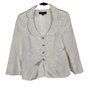 Tahari‎ Luxe Levine Women’s 10 White Pearl Button Blazer Mother of the Bride